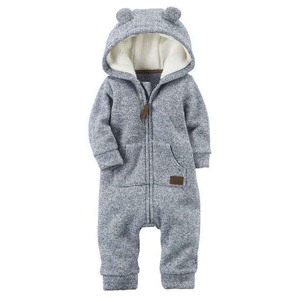 Mousmile Infant Baby Fleece Snowsuit Winter Warm Sherpa Hooded Jumpsuit Cozy Footed Pajamas Romper for Newborn Boy Girl